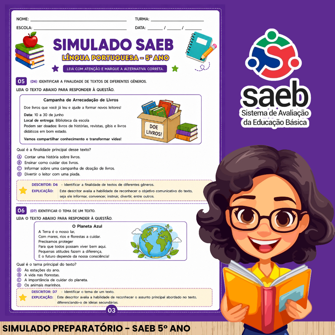 Simulado Saeb 5° ano Fundamental - Imagem 3