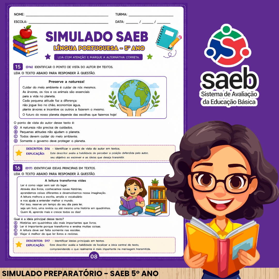 Simulado Saeb 5° ano Fundamental - Imagem 6